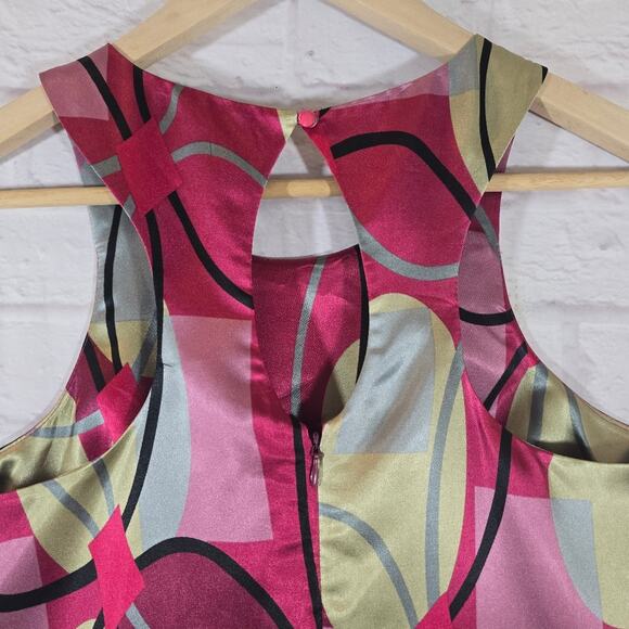 M Johnny Martin Pink Retro Geometric Dress NWT Deadstock Women Size 1 Satin Mini - Picture 7 of 10